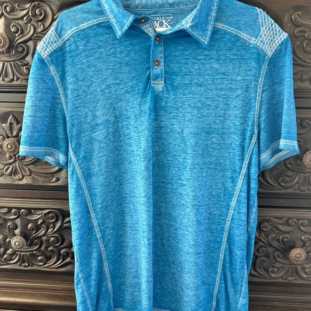 Buckle Blue Polo Shirt Modern Athletic Fit